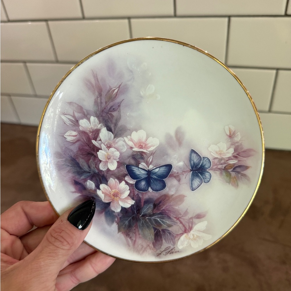 BOGO Lena Licl, blossoms and butterflies. Floral and Butterfly Decorative Plate